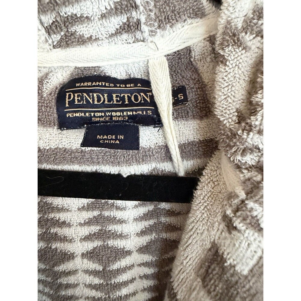 Pendleton Grey Harding Robe Women Aztec Pockets Tie XS-S Cozy Warm Hood - Picture 2 of 7